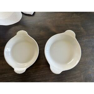 Hall China Olive Green Au Gratin Dishes Set of 2 Vintage Ceramic Bakers 433 434